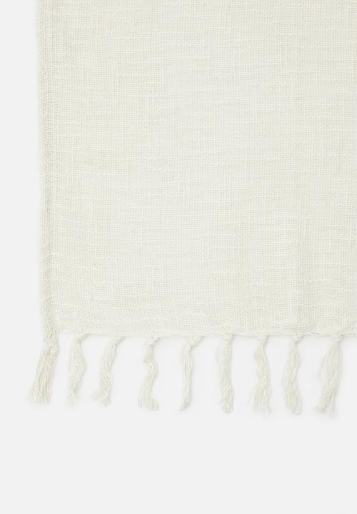 H&S - Slub fringed cotton throw - ivory