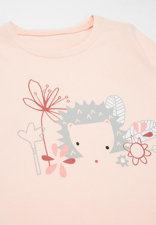 Pop Candy - Girls printed hedgehog long sleeve tee - pink
