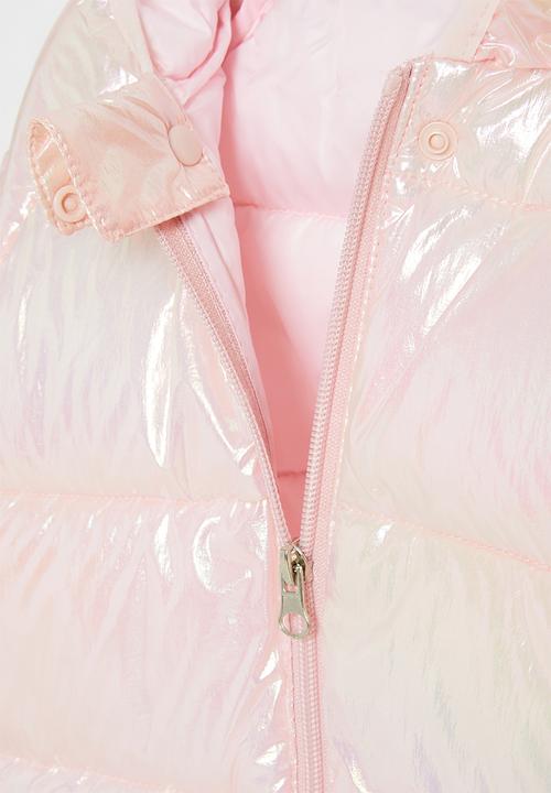 Pop Candy - Girls hooded puffer jacket - pink pearlescent