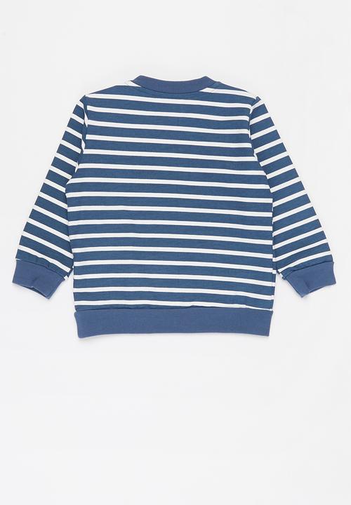 Pop Candy - Boys stripe crewneck - blue & white 