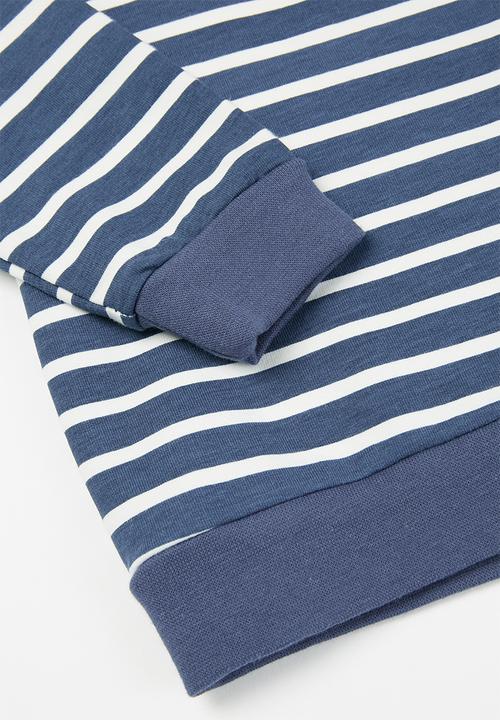 Pop Candy - Boys stripe crewneck - blue & white 