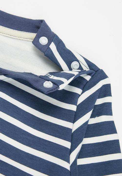 Pop Candy - Boys stripe crewneck - blue & white 