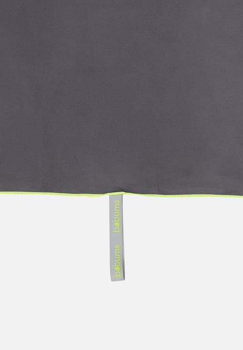 Bobums - Microfiber XL gym zip towel combo - gunmetal & yellow