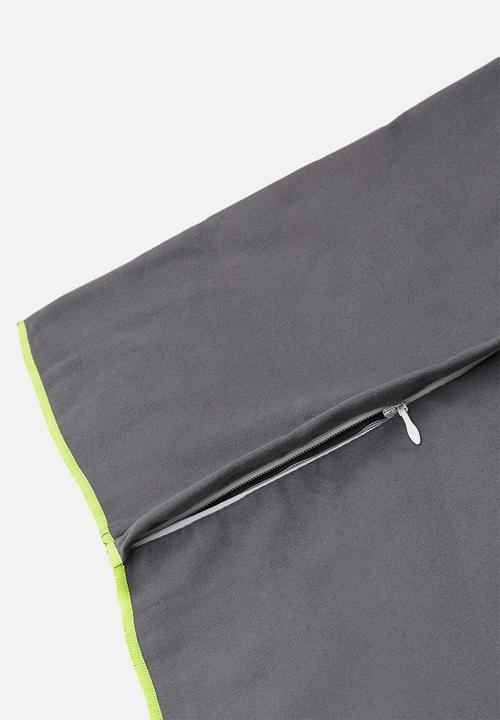 Bobums - Microfiber XL gym zip towel combo - gunmetal & yellow