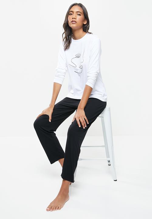 Superbalist - Sleep tee & pants set - black & white