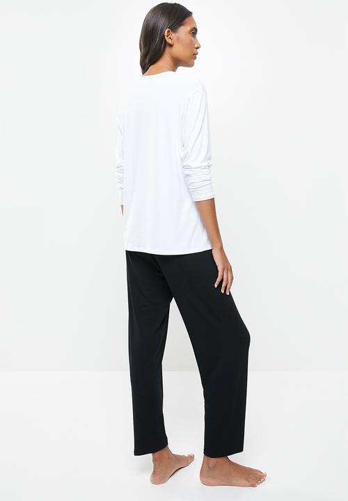 Superbalist - Sleep tee & pants set - black & white