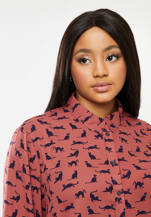 Violeta by Mango - Plus blouse laurel - burgundy & navy