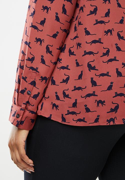 Violeta by Mango - Plus blouse laurel - burgundy & navy