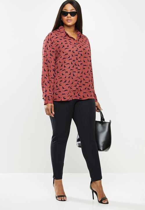 Violeta by Mango - Plus blouse laurel - burgundy & navy