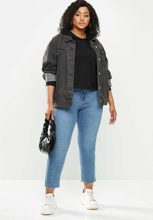 Blake - Soft touch cropped hoodie - black