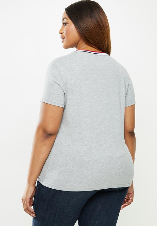 POLO - Plus tracey short sleeve T-shirt with stripe tipping - grey 