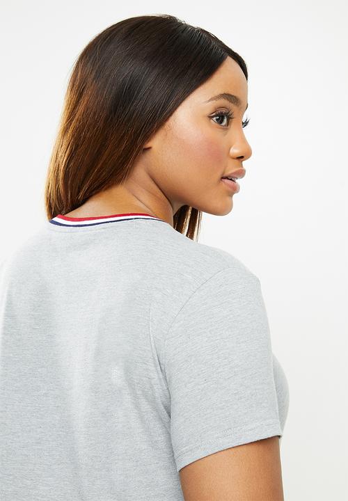 POLO - Plus tracey short sleeve T-shirt with stripe tipping - grey 