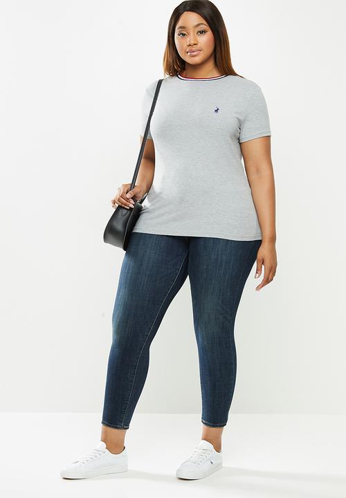 POLO - Plus tracey short sleeve T-shirt with stripe tipping - grey 