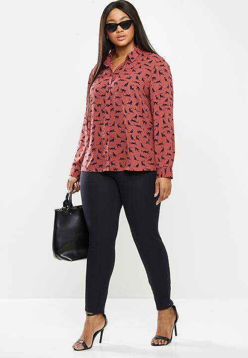 Violeta by Mango - Plus Trousers elastic - navy
