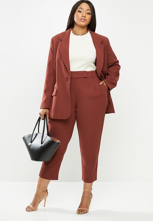 Violeta by Mango - Plus Trousers martini - burgundy