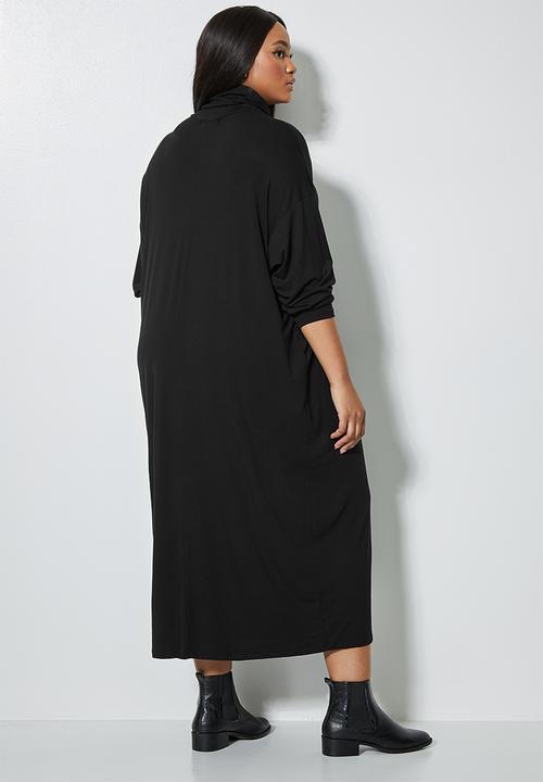 Superbalist - Dropped shoulder poloneck dress - black