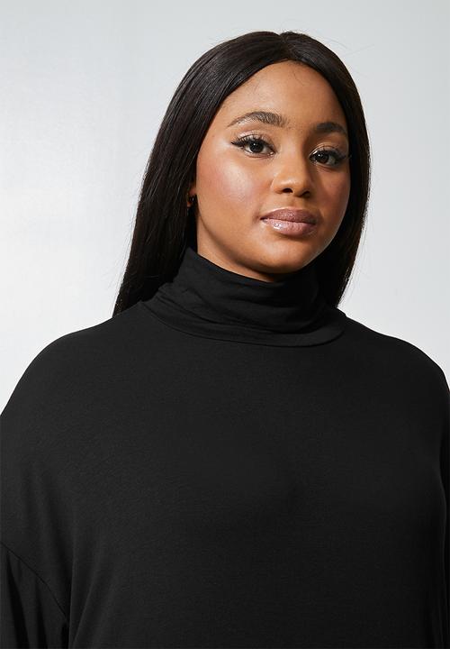 Superbalist - Dropped shoulder poloneck dress - black