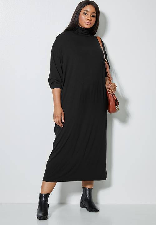 Superbalist - Dropped shoulder poloneck dress - black