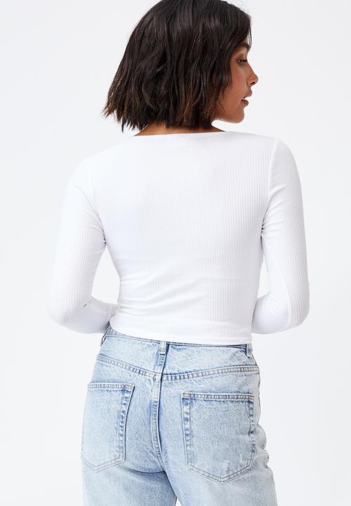 Cotton On - Annie sweetheart long sleeve top - white