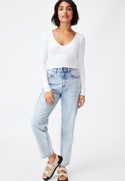 Cotton On - Annie sweetheart long sleeve top - white