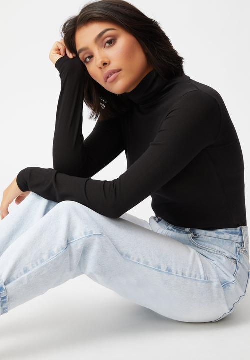 Cotton On - Basic roll neck long sleeve top - black