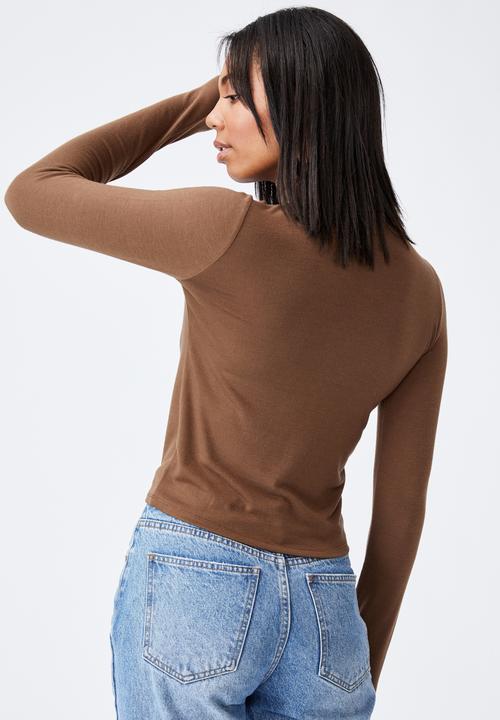 Cotton On - Basic roll neck long sleeve top - brown