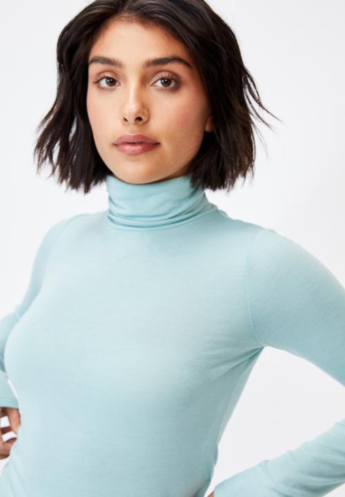 Cotton On - Basic roll neck long sleeve top - horizon blue