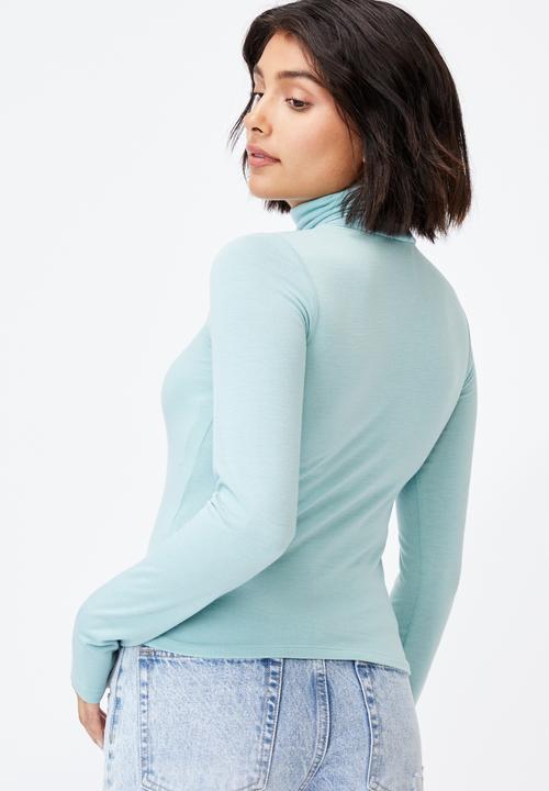 Cotton On - Basic roll neck long sleeve top - horizon blue