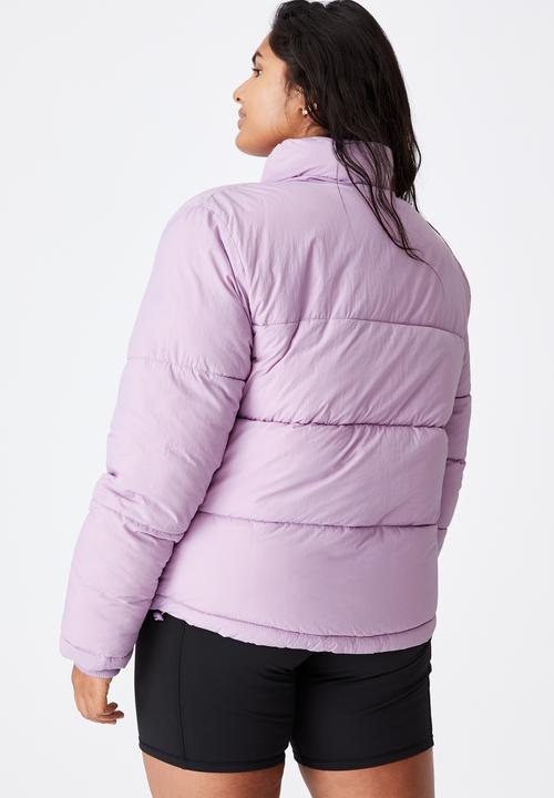 Cotton On - Curve crinkle puffer jacket - dusty lilac