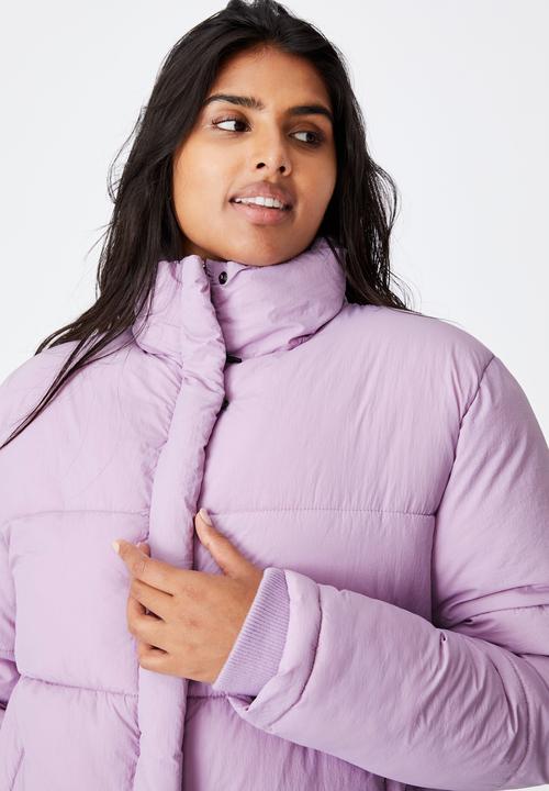 Cotton On - Curve crinkle puffer jacket - dusty lilac