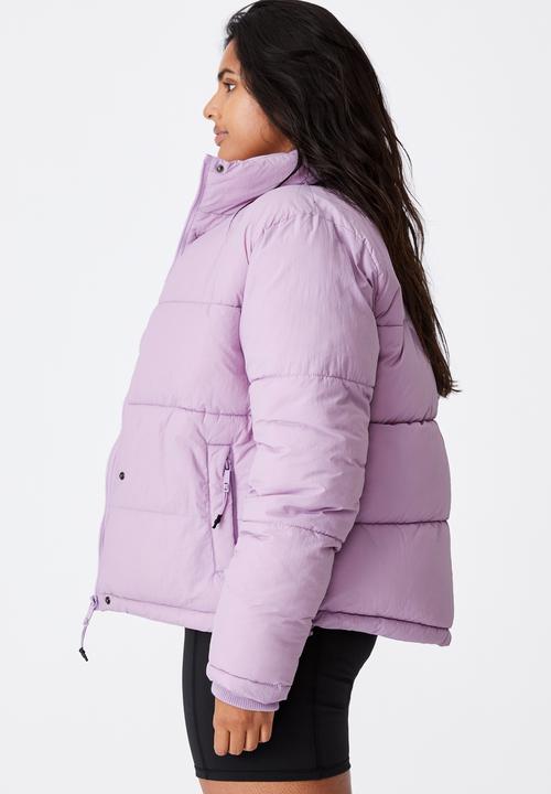 Cotton On - Curve crinkle puffer jacket - dusty lilac
