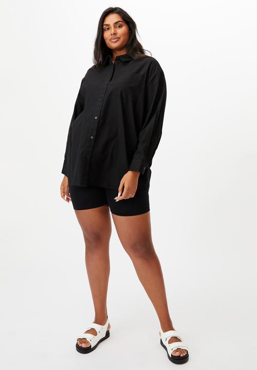 Cotton On - Curve preppy shirt - black