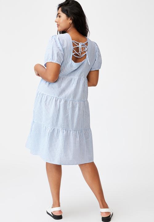 Cotton On - Curve woven Tammy midaxi dress - blue & white 