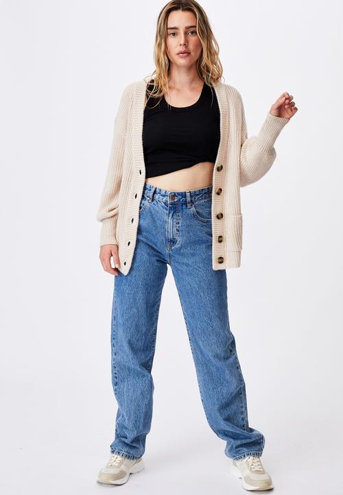 Cotton On - Dad rib cotton blend cardigan - taupe