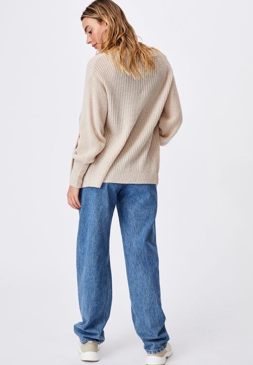 Cotton On - Dad rib cotton blend cardigan - taupe