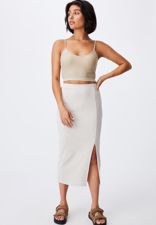 Cotton On - Essential split midi skirt - taupe