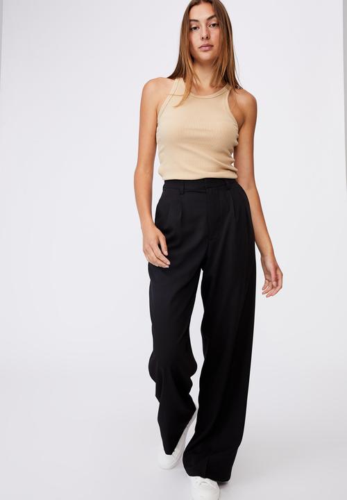 Cotton On - Jordan oversized pleat pants - black