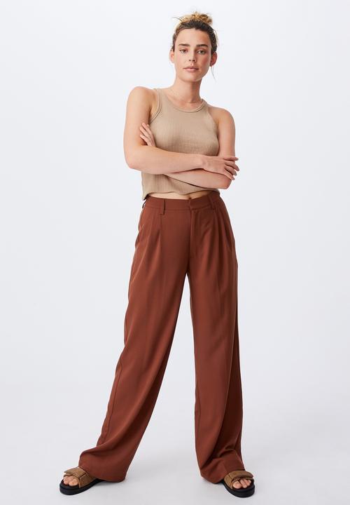 Cotton On - Jordan oversized pleat pants - chocolate
