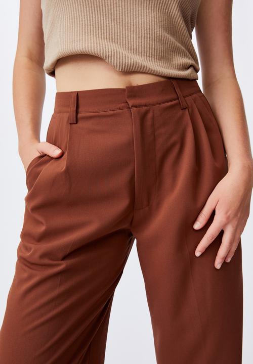 Cotton On - Jordan oversized pleat pants - chocolate