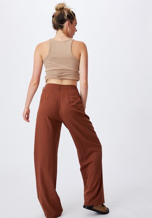 Cotton On - Jordan oversized pleat pants - chocolate