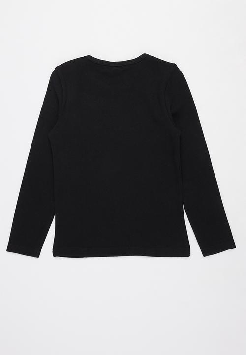 Pop Candy - Younger girls rib long sleeve tee - black
