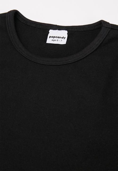 Pop Candy - Younger girls rib long sleeve tee - black