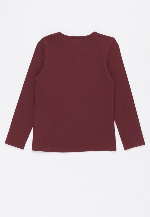 Pop Candy - Younger girls long sleeve tee - burgundy