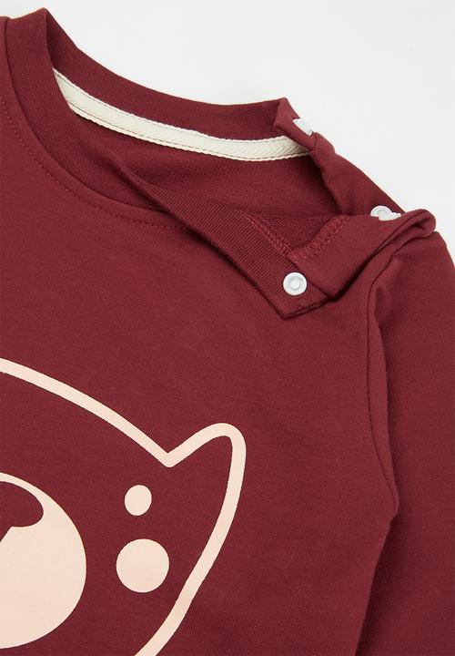 Pop Candy - Boys bear crewneck - burgundy