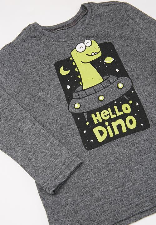 Pop Candy - Long sleeve tee & pants pj set - grey & black 