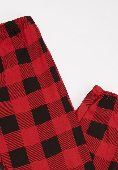 Pop Candy - Long sleeve tee & pants pj set - black & red 
