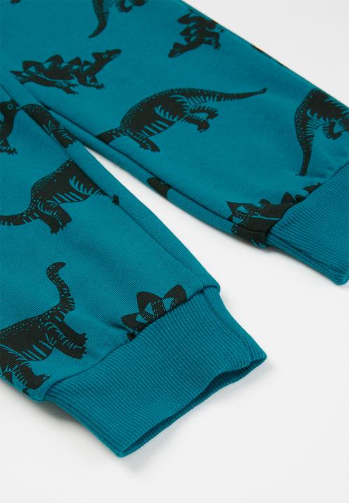 Pop Candy - Boys dino jogpants - teal & black 