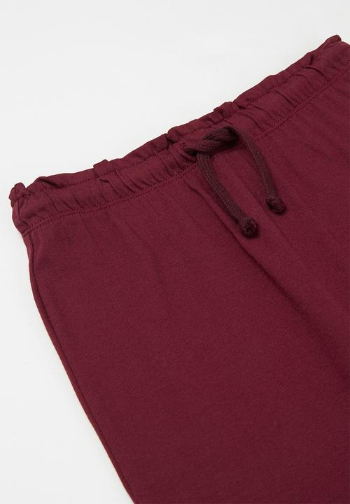 Pop Candy - Younger girls easy jersey pants - burgundy