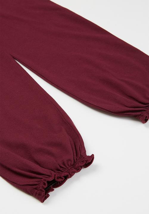 Pop Candy - Younger girls easy jersey pants - burgundy
