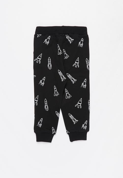 Pop Candy - Boys rocket jogpants - black & white 